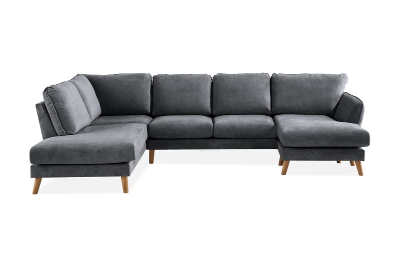 Trend Lyx U-Sofa med Divan Høyre - Mørkegrå/Eik - U-sofa