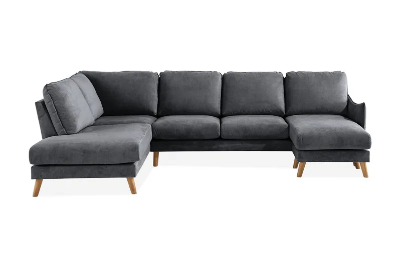 Trend Lyx U-Sofa med Divan Høyre - Mørkegrå/Eik - Møbler - Sofaer - U-sofa