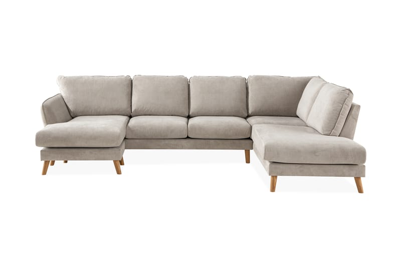 Trend Lyx U-Sofa med Divan Venstre - Beige/Eik - U-sofa