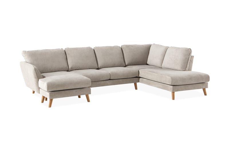 Trend Lyx U-Sofa med Divan Venstre - Beige/Eik - U-sofa