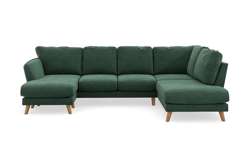 Trend Lyx U-Sofa med Divan Venstre - Grønn Fløyel - U-sofa