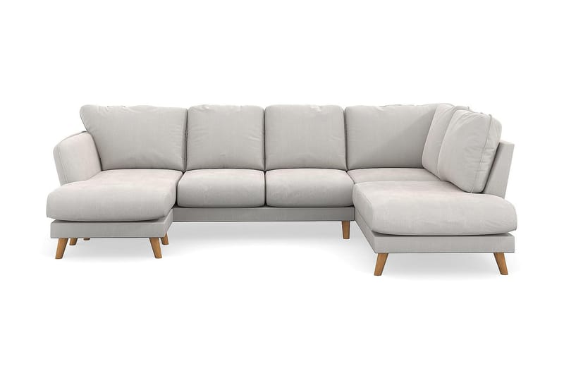 Trend Lyx U-Sofa med Divan Venstre - Hvit Fløyel - U-sofa