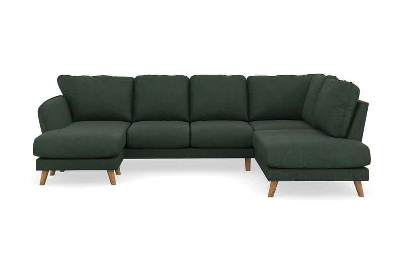 Trend Lyx U-Sofa med Divan Venstre - Mørk grønn Kordfløyel - U-sofa