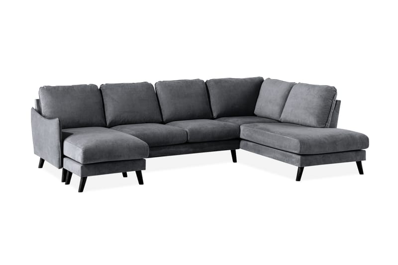 Trend Lyx U-Sofa med Divan Venstre - Mørkegrå - U-sofa