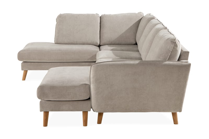 Trend Lyx U-soffa med Divan Høyre - Beige/Eikefarge - U-sofa