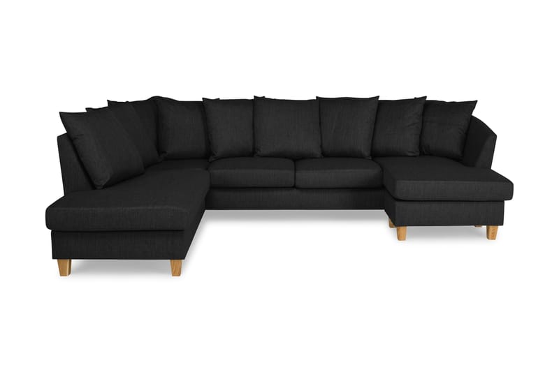 Wave U-sofa med Divan Høyre inkl. Konvoluttputer - Mørkegrå - U-sofa