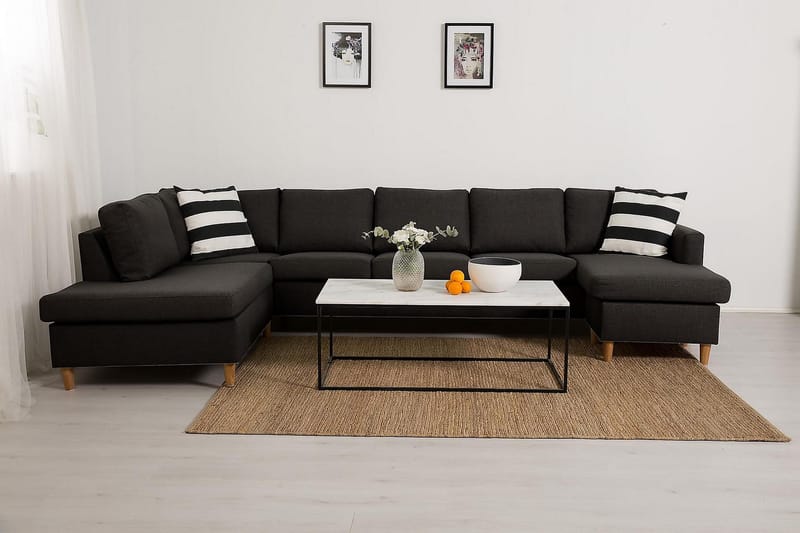 Zero U-sofa Large med Divan Høyre - Mørkegrå - Møbler - Sofaer - U-sofa