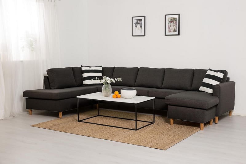 Zero U-sofa Large med Divan Høyre - Mørkegrå - Møbler - Sofaer - U-sofa