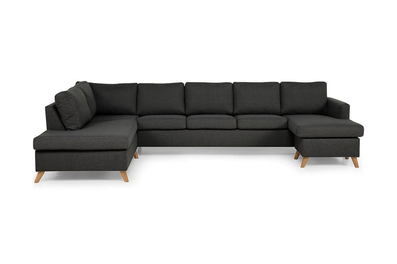 Zero U-sofa Large med Divan Høyre - Mørkegrå - U-sofa