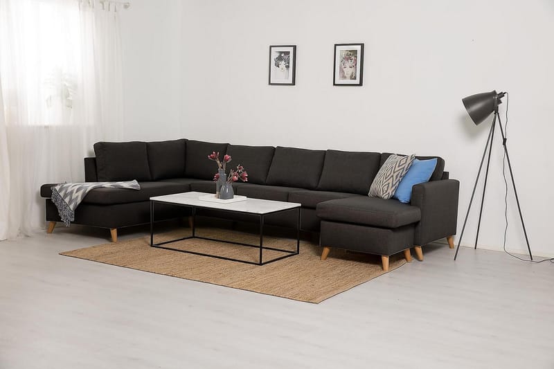 Zero U-sofa Large med Divan Høyre - Mørkegrå - U-sofa