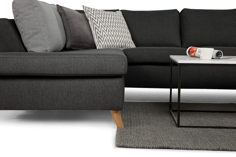 Zero U-sofa Large med Divan Høyre - Mørkegrå - U-sofa