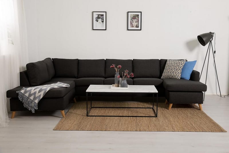 Zero U-sofa Large med Divan Høyre - Mørkegrå - U-sofa