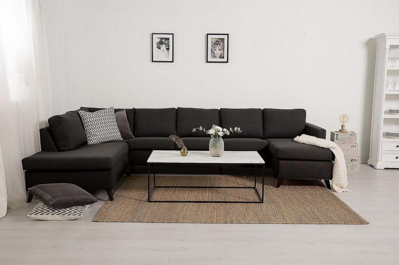 Zero U-sofa Large med Divan Høyre - Mørkegrå - U-sofa