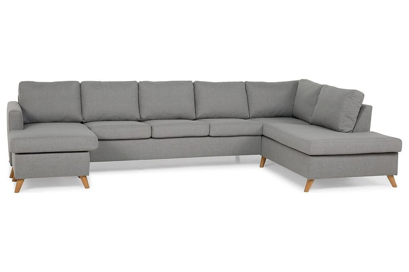 Zero U-sofa Large med Divan Venstre - Lysegrå - U-sofa