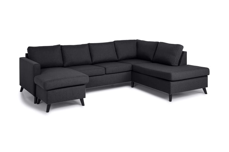 Zero U-sofa Large med Divan Venstre - Mørkegrå - U-sofa