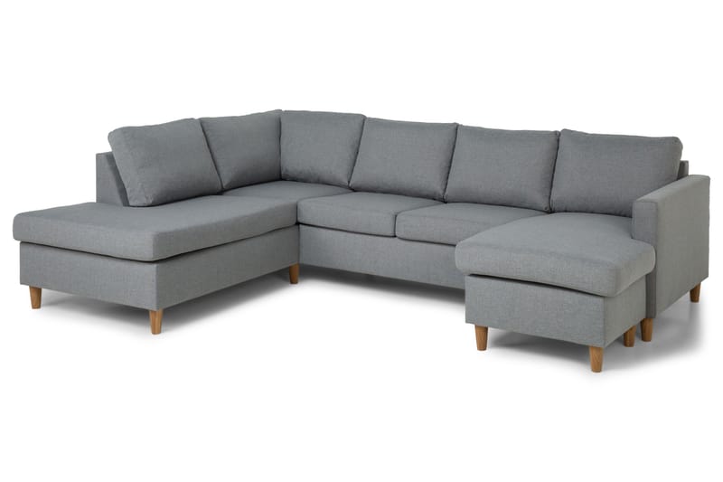 Zero U-sofa med Divan Høyre - Lysegrå - U-sofa