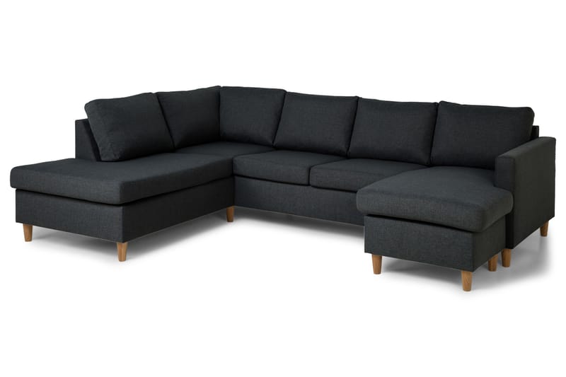 Zero U-sofa med Divan Høyre - Mørkegrå - U-sofa