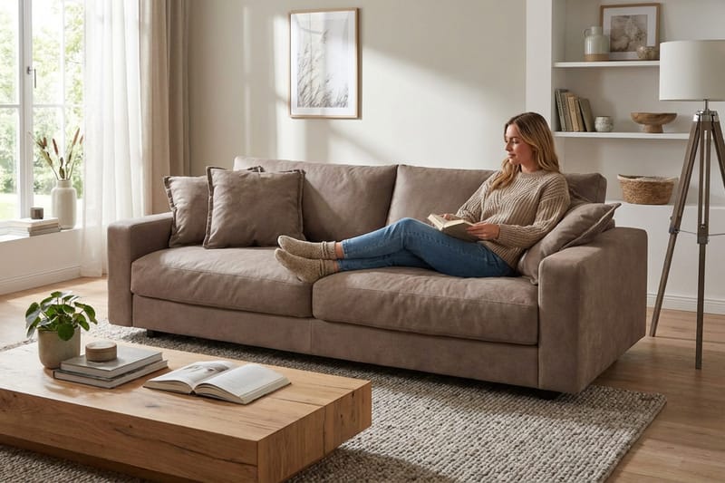 Valencia ekstra dyp 3-seters sofa i chenille - Mørkbrun - Møbler - Sofaer - Sofa 3 seter