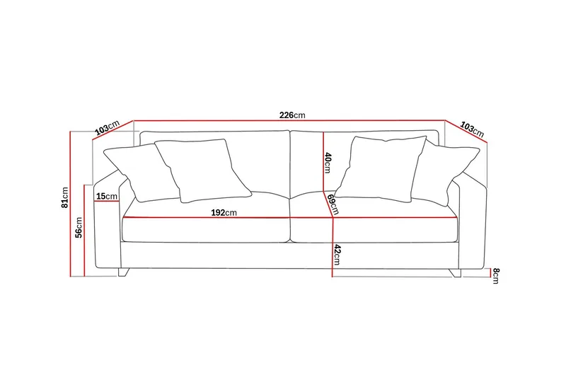 Valencia ekstra dyp 3-seters sofa - Mørkegrå - Møbler - Sofaer - Sofa 3 seter