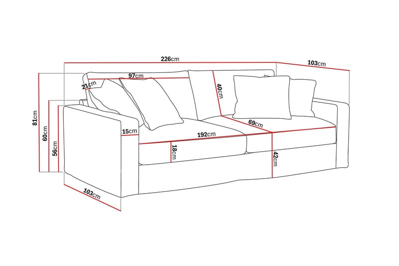 Valencia ekstra dyp 3-seters sofa med avtakbart og vaskbart trekk - Beige - Møbler - Sofaer - Sofa 3 seter