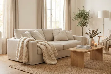 Valencia ekstra dyp 3-seters sofa med avtakbart og vaskbart trekk - Beige - Møbler - Sofaer - Sofa 3 seter