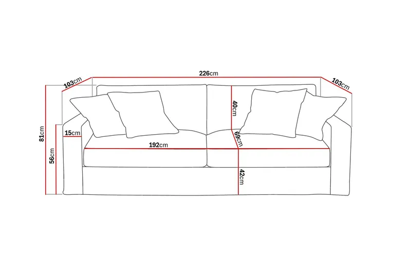 Valencia Ekstra dyp 3-seters sofa med avtakbart og vaskbart trekk - Lysebrun - Møbler - Sofaer - Sofa 3 seter