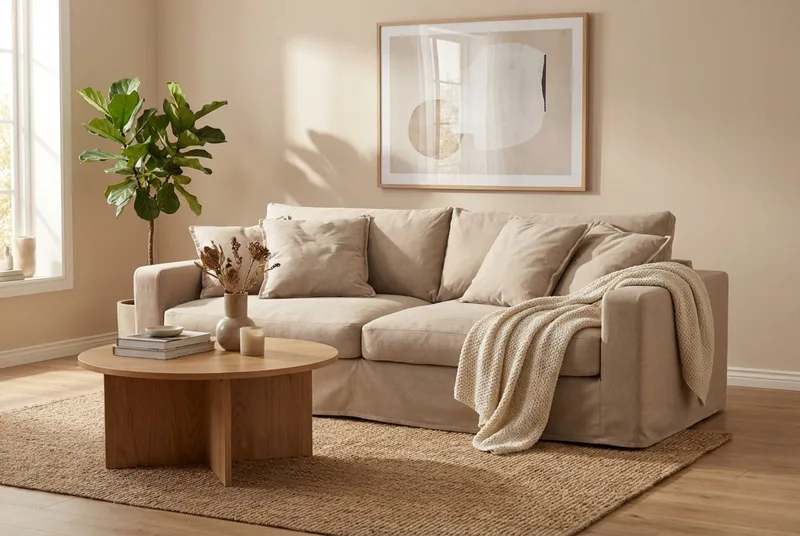 Valencia Ekstra dyp 3-seters sofa med avtakbart og vaskbart trekk - Lysebrun - Møbler - Sofaer - Sofa 3 seter