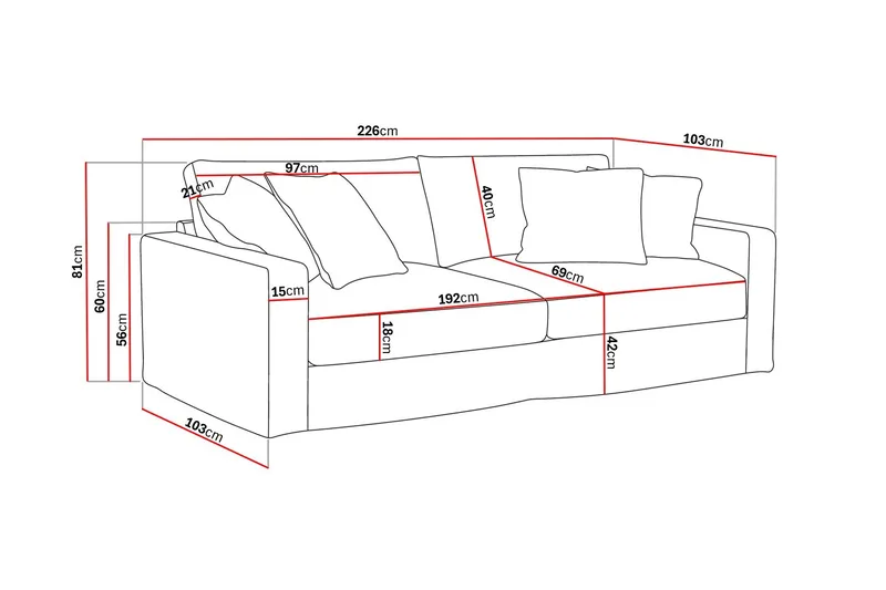 Valencia Ekstra dyp 3-seters sofa med avtakbart og vaskbart trekk - Mørkebrun - Møbler - Sofaer - Sofa 3 seter