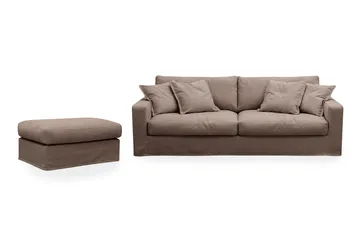 Valencia Extra Dyp 3-seters sofa + fotskammel med avtakbart og vaskbart trekk