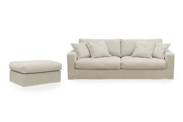 Valencia Extra Dyp 3-seters sofa + fotskammel med avtakbart og vaskbart trekk