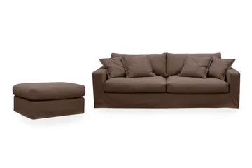 Valencia Extra Dyp 3-seters sofa + fotskammel med avtakbart og vaskbart trekk