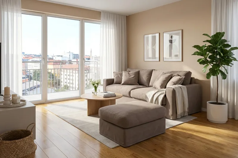 Valencia Extra Dyp 3-seters sofa + fotskammel med avtakbart og vaskbart trekk - Mørkebrun - Møbler - Sofaer