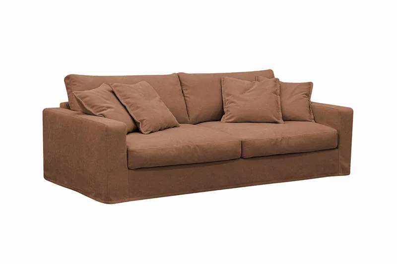 Valencia Extra Dyp 3-seters sofa + lenestol med avtakbart og vaskbart trekk - Rødbrun - Møbler - Sofaer - Sofagrupper