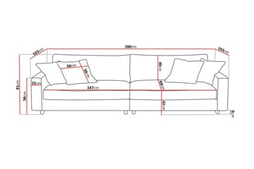 Valencia Extra Dyp 4-seter Sofa i Chenille - Brun - Møbler - Sofaer - 4 seter sofa