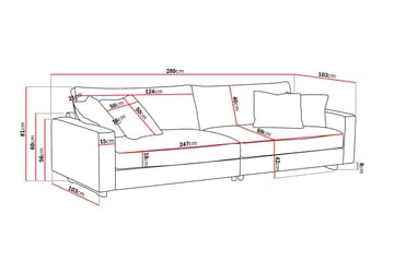 Valencia Extra Dyp 4-seter Sofa i Chenille - Brun - Møbler - Sofaer - 4 seter sofa