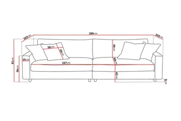 Valencia Extra Dyp 4-seter Sofa i Manchesterstoff - Offwhite - Møbler - Sofaer - 4 seter sofa