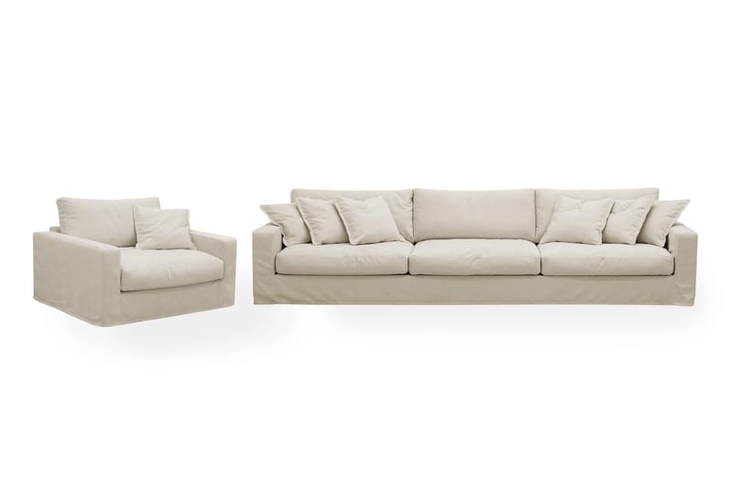 Valencia Extra Dyp 5-seters sofa + lenestol med avtakbart og vaskbart trekk - Beige - Møbler - Sofaer - Sofagrupper