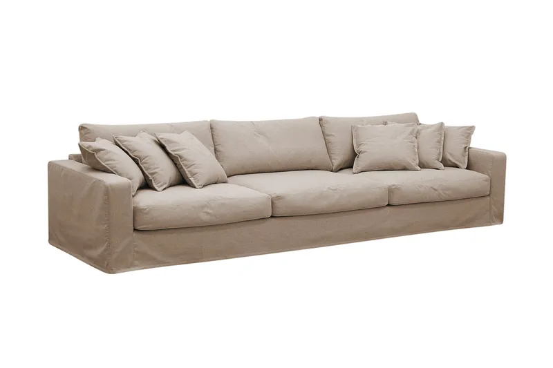 Valencia Extra Dyp 5-seters sofa + fotskammel med avtakbart og vaskbart trekk - Lysebrun - Møbler - Sofaer