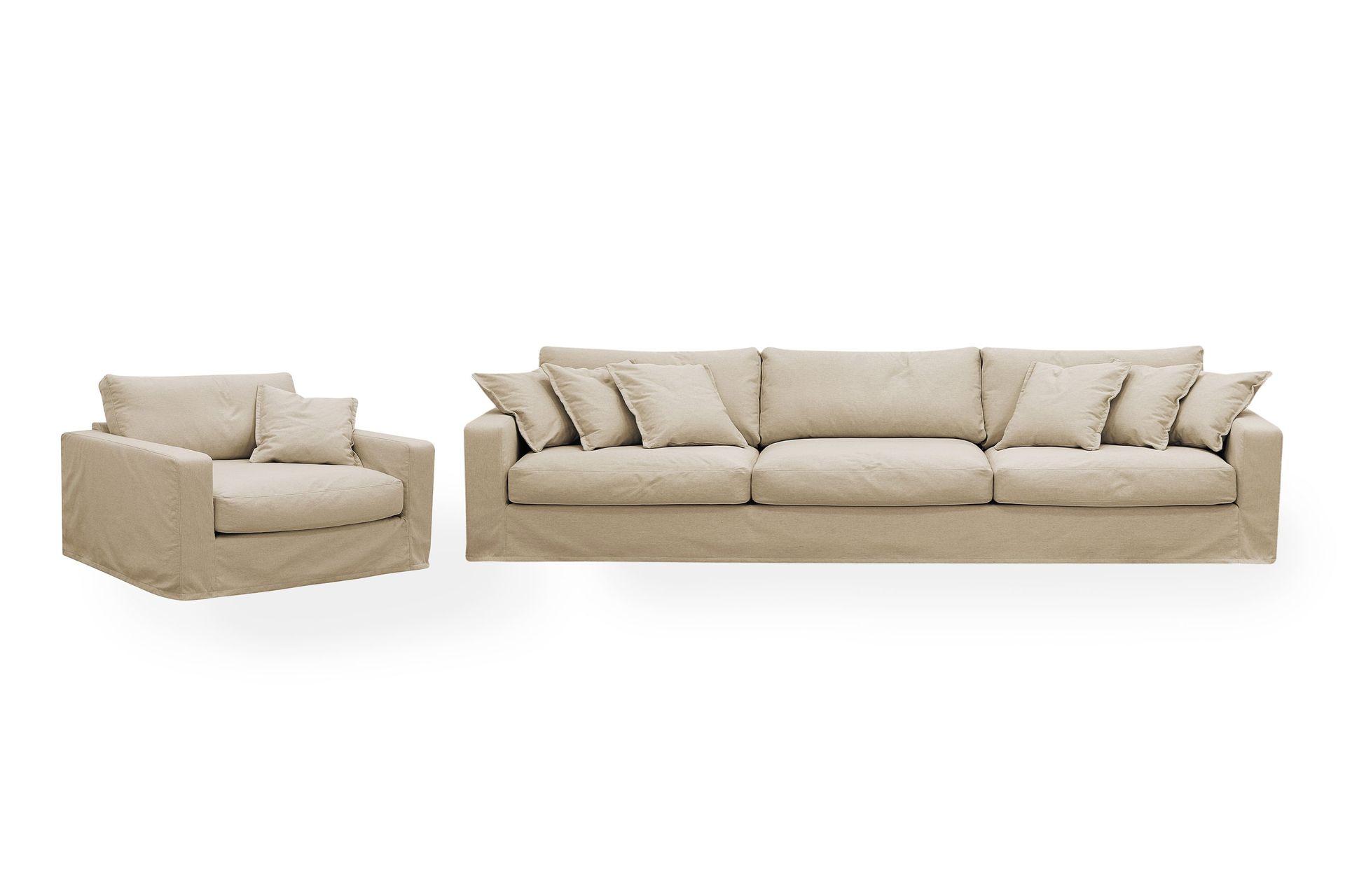 Valencia Extra Dyp 5-seters sofa + lenestol med avtakbart og vaskbart trekk - Beige