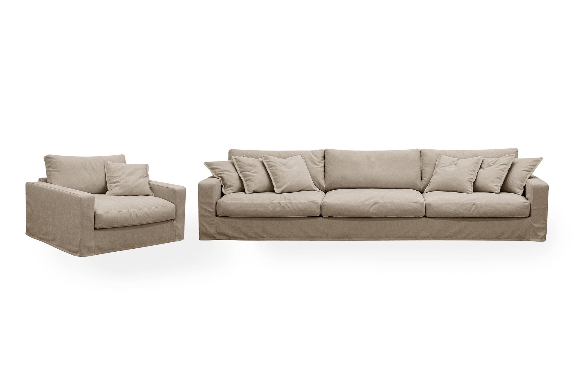 Valencia Extra Dyp 5-seters sofa + lenestol med avtakbart og vaskbart trekk - Brun
