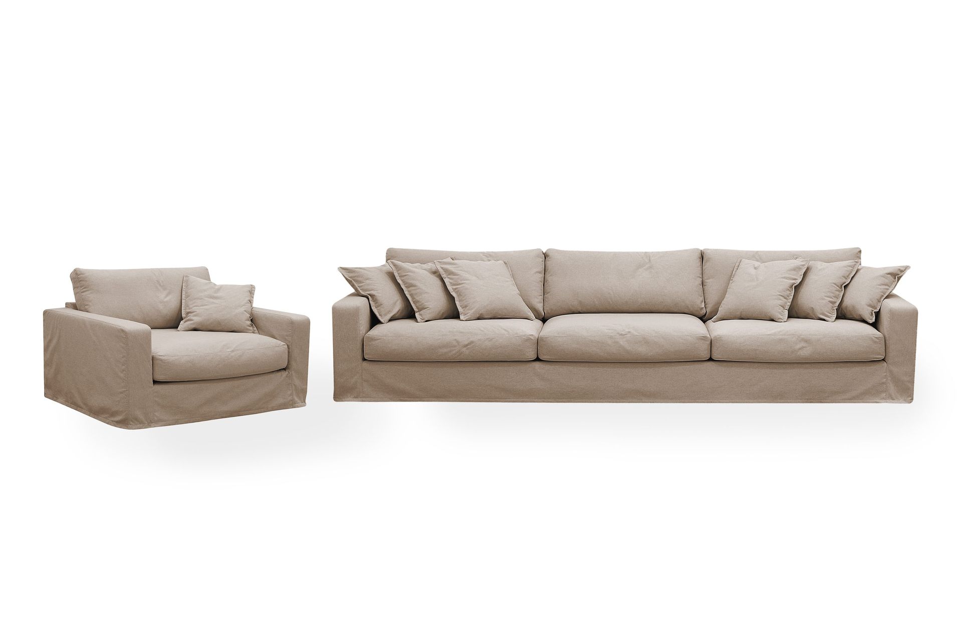 Valencia Extra Dyp 5-seters sofa + lenestol med avtakbart og vaskbart trekk - Lysebrun