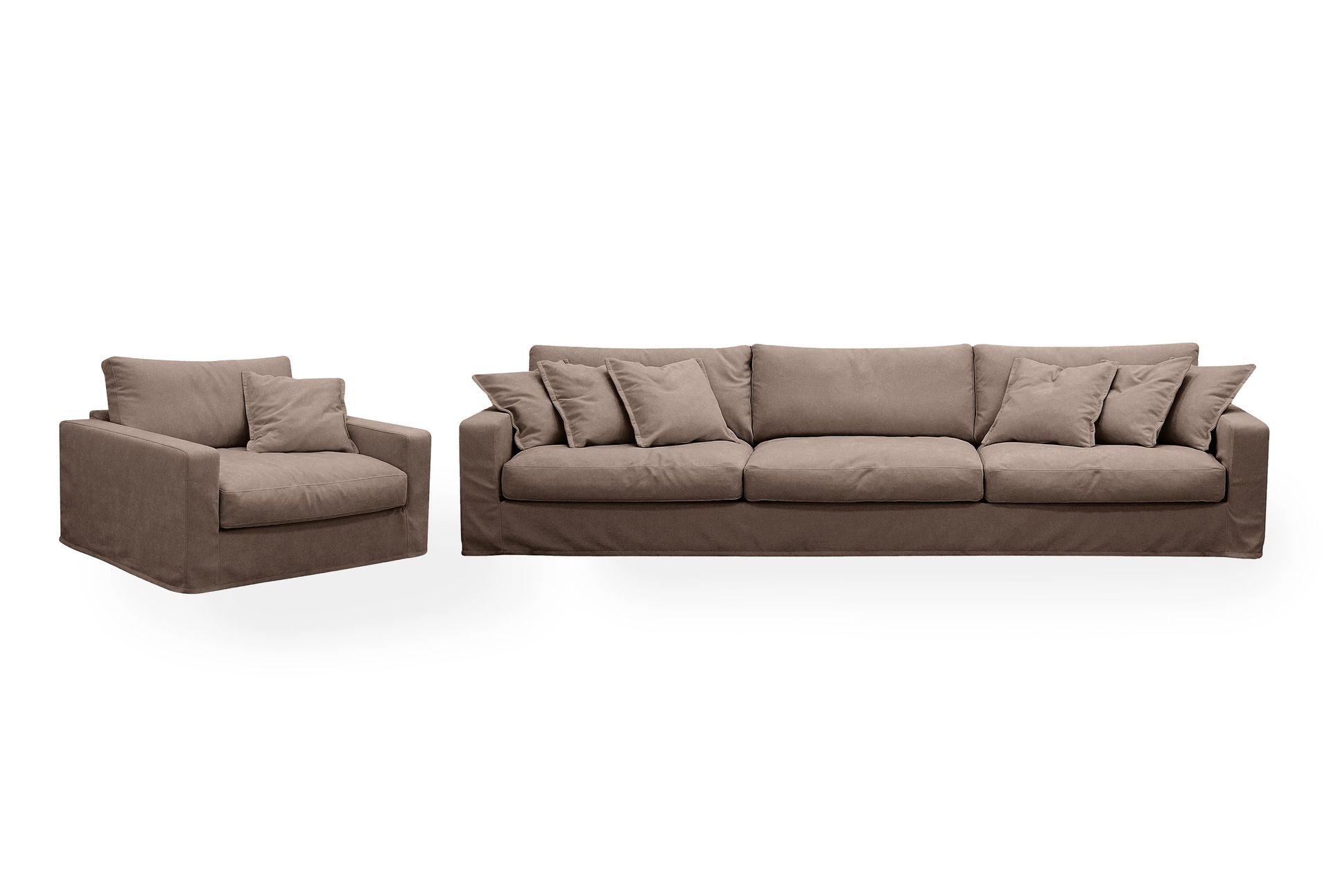 Valencia Extra Dyp 5-seters sofa + lenestol med avtakbart og vaskbart trekk - Mørkebrun