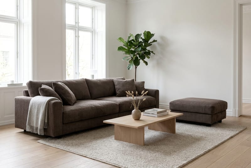 Valencia Sofagruppe Ekstra Dyp 3,5-seters Sofa + Fotskammel - Taupe - Møbler - Sofaer - Sofagrupper