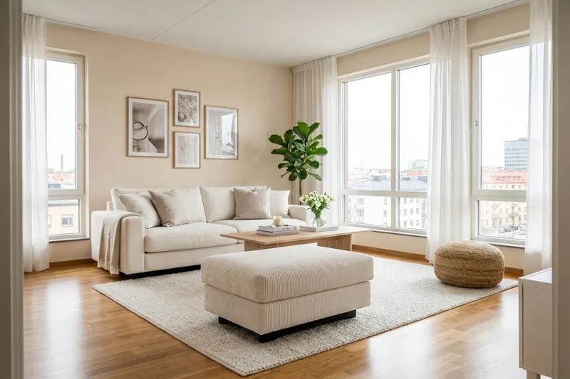 Valencia sofagruppe ekstra dyp 3-seters sofa + fotskammel - Offwhite - Møbler - Sofaer - Hjørnesofa