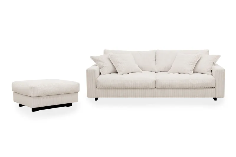 Valencia sofagruppe ekstra dyp 3-seters sofa + fotskammel - Offwhite - Møbler - Sofaer - Hjørnesofa