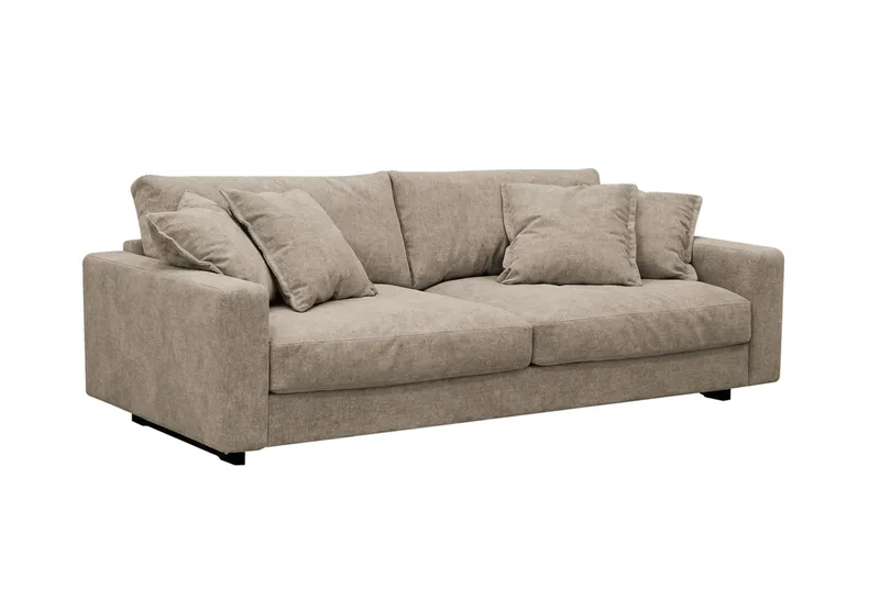 Valencia sofagruppe ekstra dyp 3-seters sofa + fotskammel i chenille - Brun - Møbler - Sofaer - Hjørnesofa