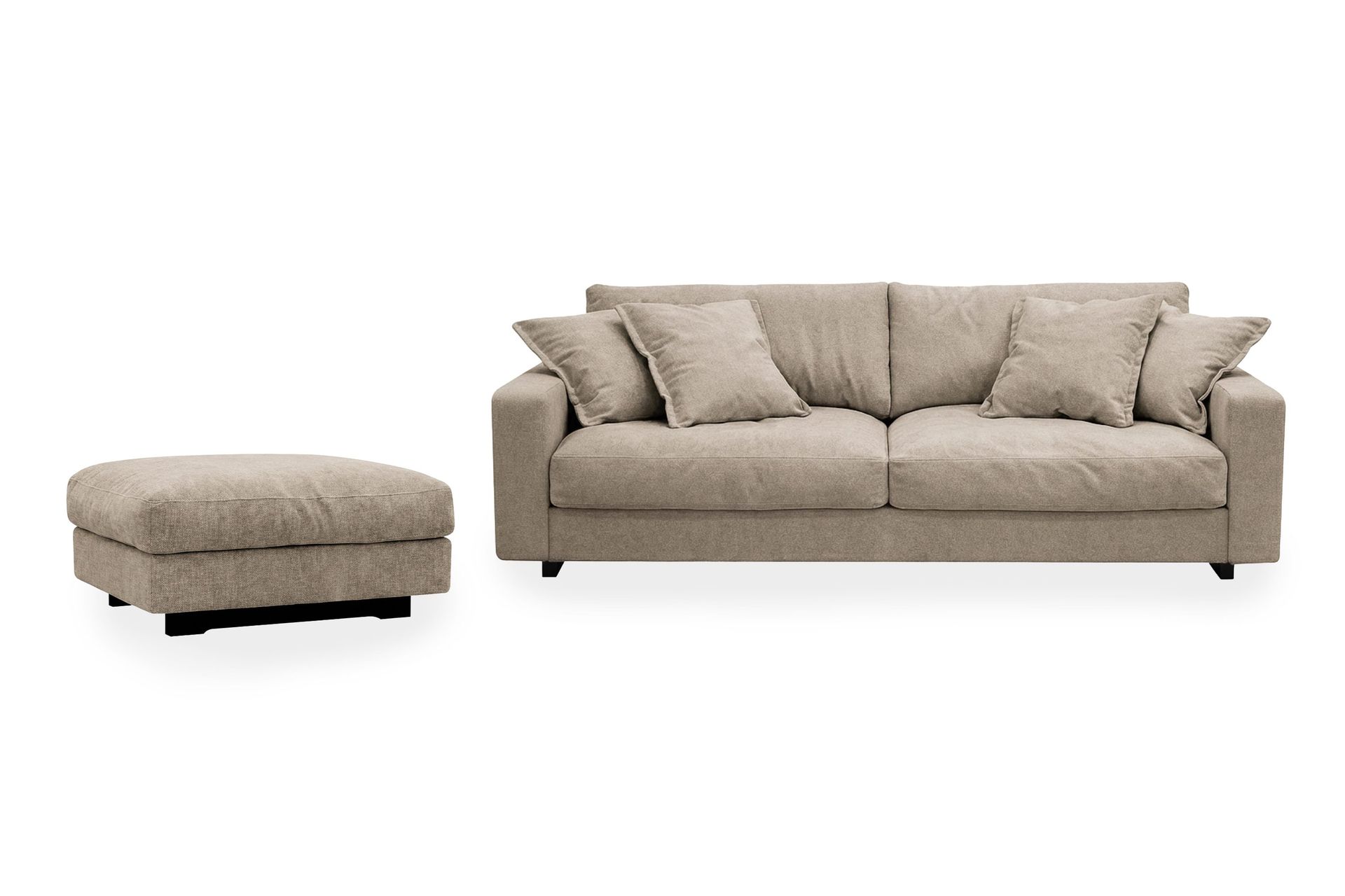 Valencia sofagruppe ekstra dyp 3-seters sofa + fotskammel i chenille - Brun