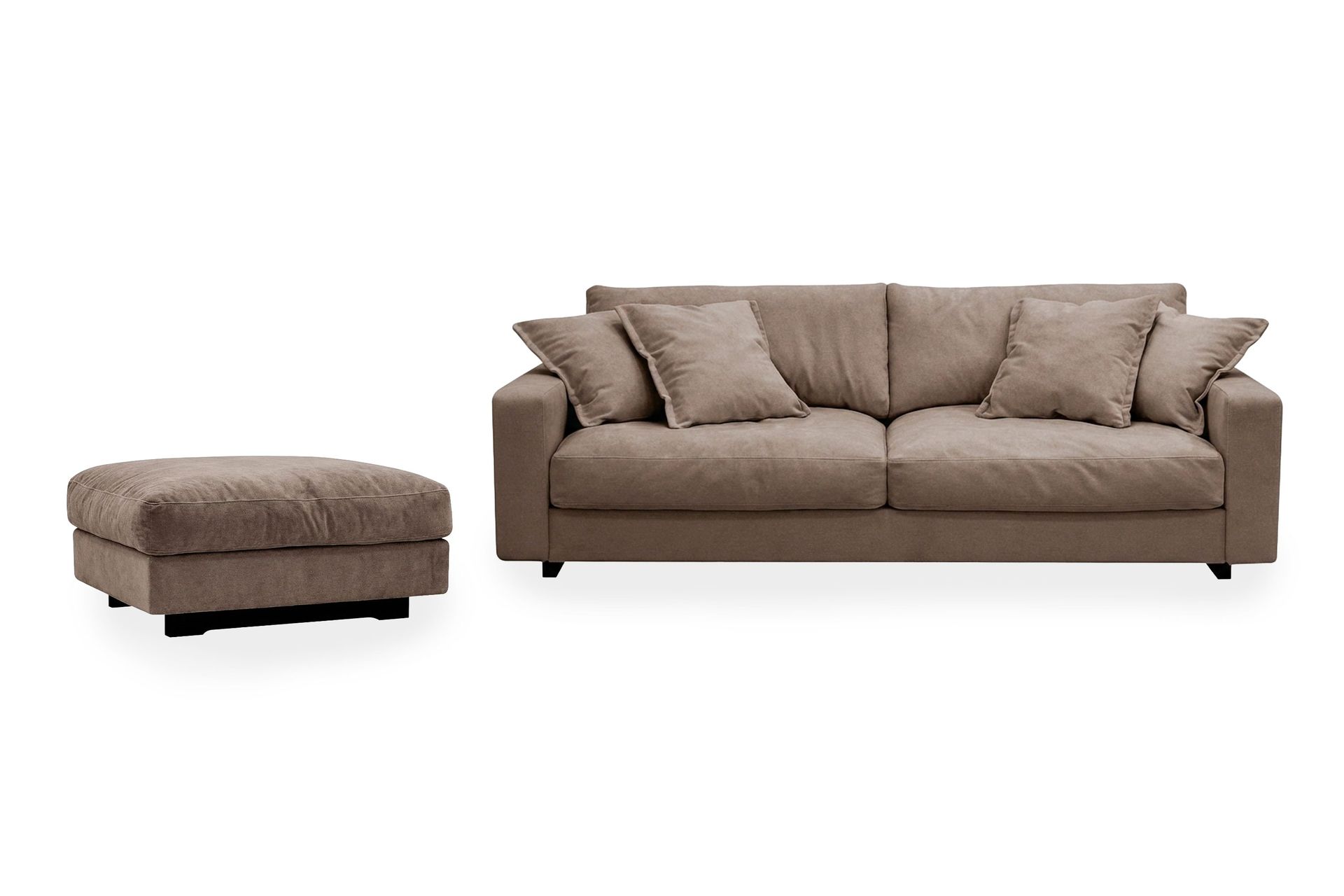 Valencia sofagruppe ekstra dyp 3-seters sofa + fotskammel i chenille - Mørkbrun