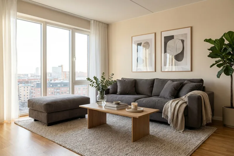 Valencia sofagruppe ekstra dyp 3-seters sofa + fotskammel - Taupe - Møbler - Sofaer - Hjørnesofa