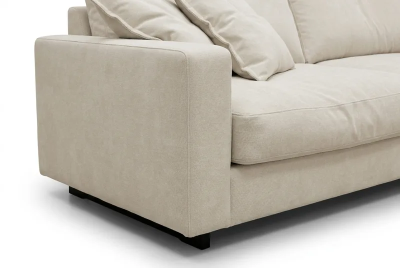 Valencia Sofagruppe Ekstra Dyp 4-seters Sjeselong Høyre + Fotskammel - Beige - Møbler - Sofaer - Sofagrupper